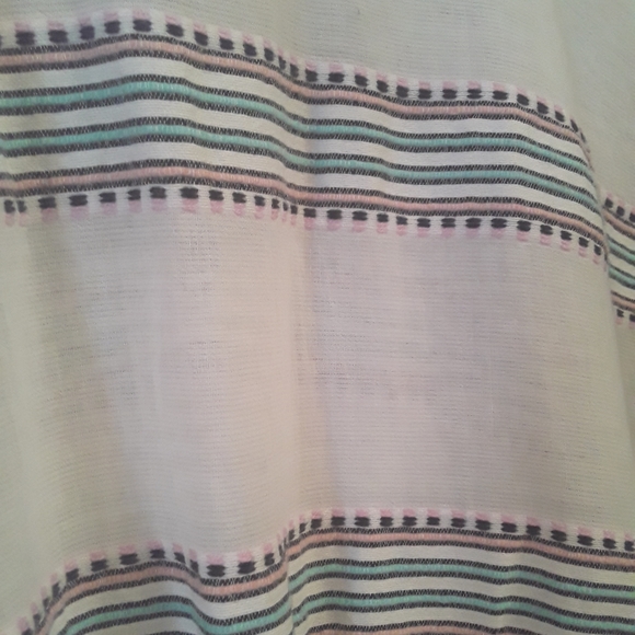 White wide/short sleeved tunic w/ colorful stripes - Picture 3 of 4